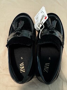 NWT ZARA Kids Black Tassel Loafers